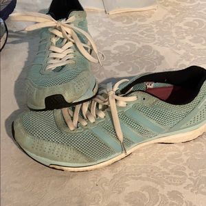 Adidas Boost adizero, light teal running shoes